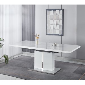 Rartliff spisebord 160-200 cm uttrekkbart - Hvit / Metall Rartliff spisebord 160-200 cm uttrekkbart - Hvit / Metall