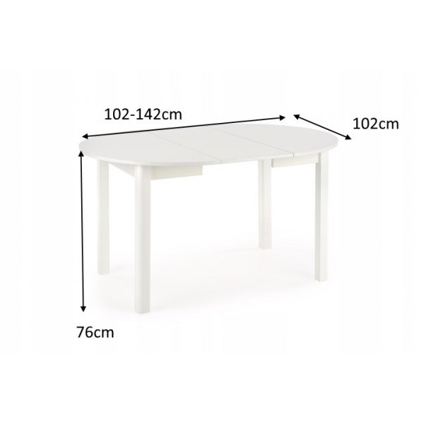 Berivan spisebord 102-142 cm - Hvit