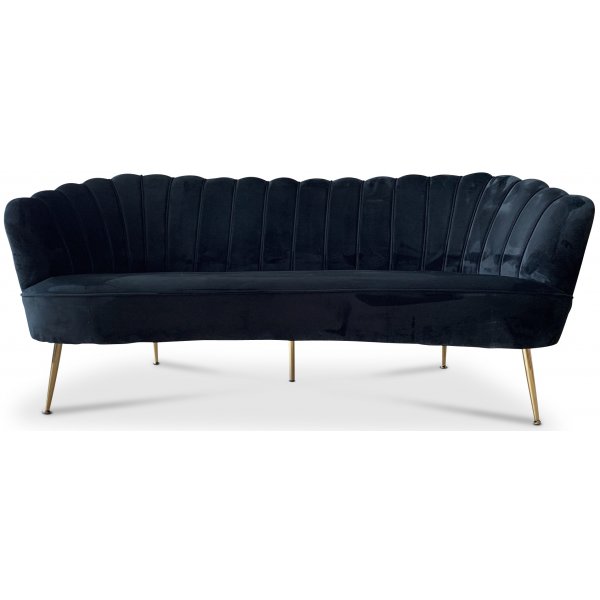 Snckan 3-seter sofa - Svart flyel / Messing