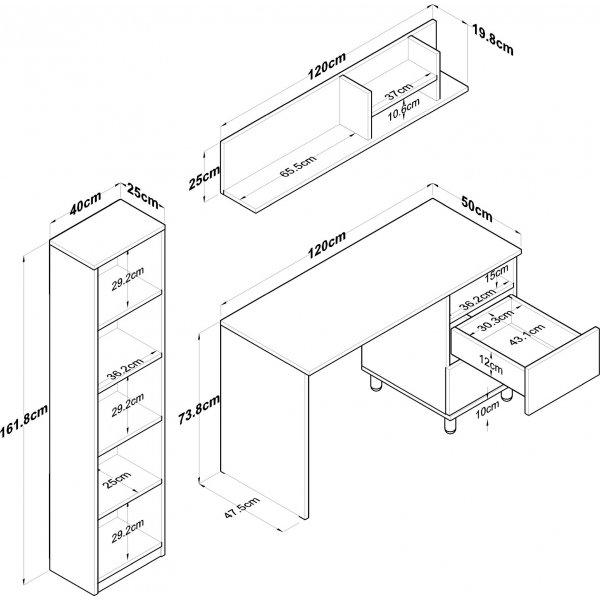 Hanna skrivebord med hyllesystem 15, 120 x 50 cm - Valnøtt/antrasitt Hanna skrivebord med hyllesystem 15, 120 x 50 cm - Valnøtt/antrasitt