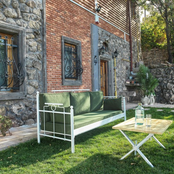 Hampus 3-seters utesofa - Hvit/gr�nn