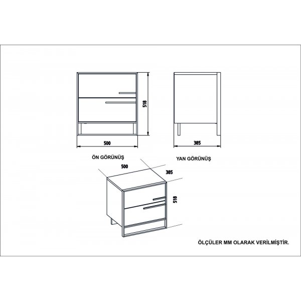 Polka nattbord - Gull/svart