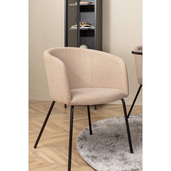 Bianca Spisesett rundt sort spisebord med 4 Berit beige stoler Bianca Spisesett rundt sort spisebord med 4 Berit beige stoler