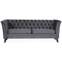 Chesterfield Liverpool 3-seter sofa - Sølvgrå fløyel Chesterfield Liverpool 3-seter sofa - Sølvgrå fløyel