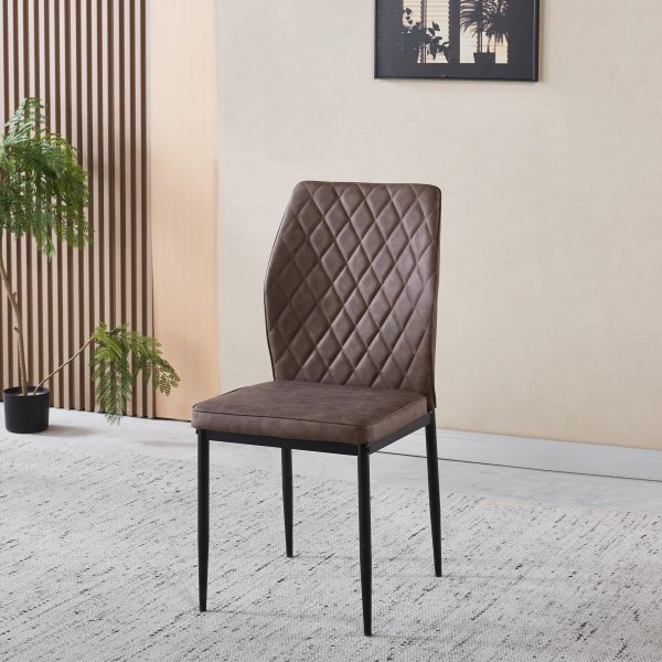 Inez spisestol i brunt vintage kunstskinn med svarte ben