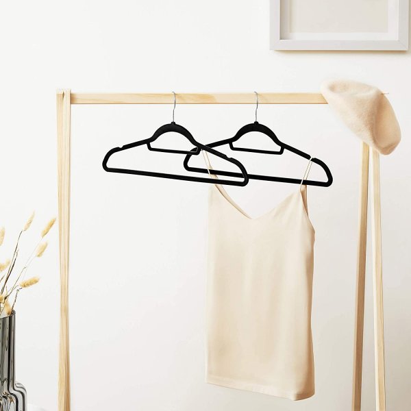 Kleshenger, flyel, 45 cm, 50-pakning - Sort