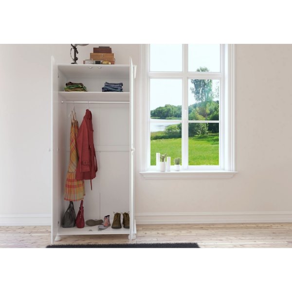 Richmond garderobeskap med 2 drer - Hvit