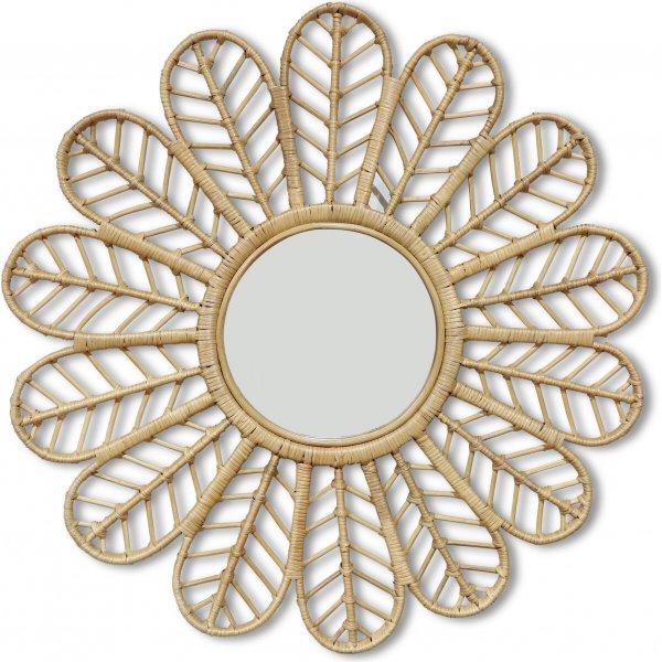 Peacock speil i rotting  90 cm - Natur