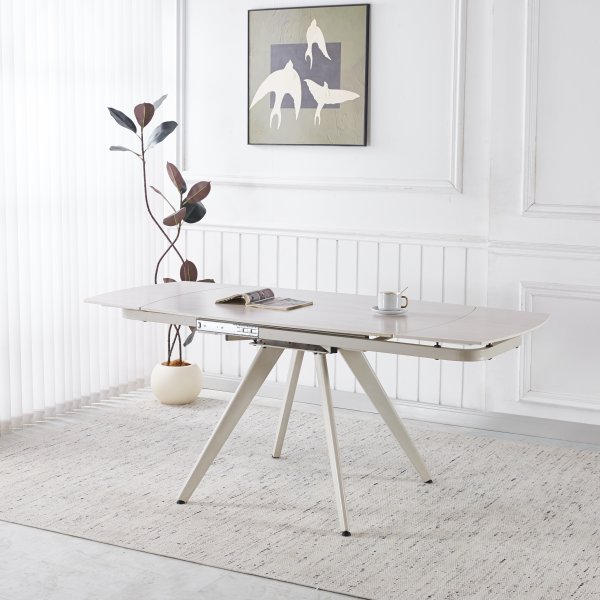 Saturnus spisebord uttrekkbart 120 til 180 cm - Beige travertin