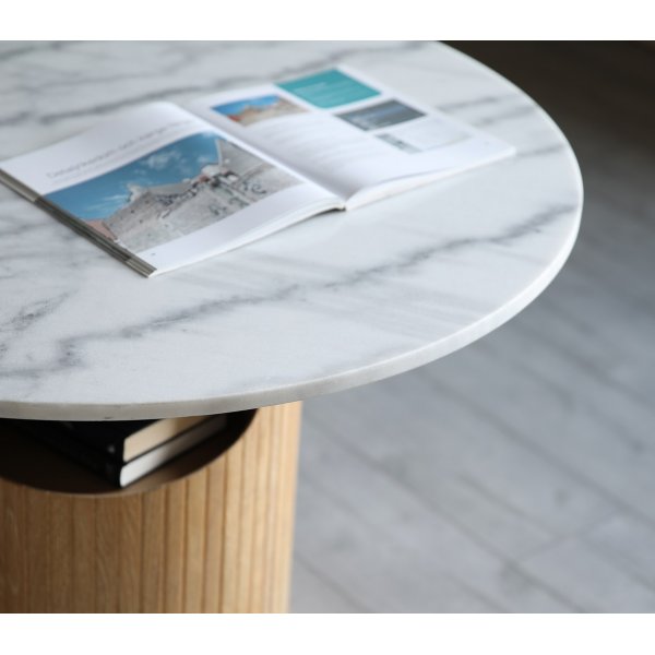 Arto rundt salongbord hyde 60 cm - Whitewash / Hvit marmor