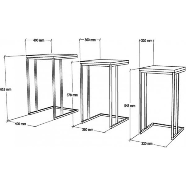 Stoli settbord - Furu/svart