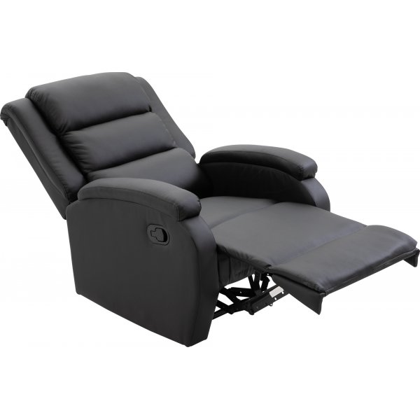 Benedict recliner lenestol med fotskammel - Svart PU + Flekkfjerner for mbler