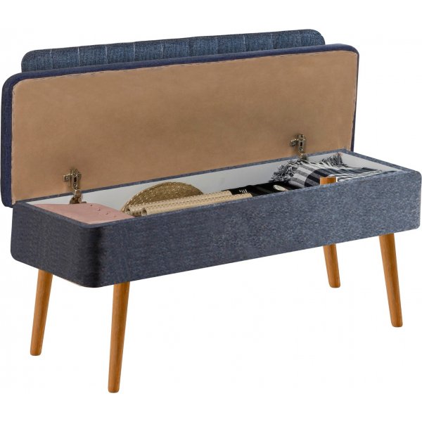 Vina benk med ryggstøtte - Furu/mørk blå Vina benk med ryggstøtte - Furu/mørk blå