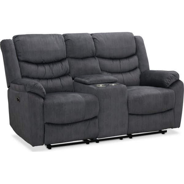 Tampa elektrisk 2-seters reclinersofa + konsoll - Grtt stoff