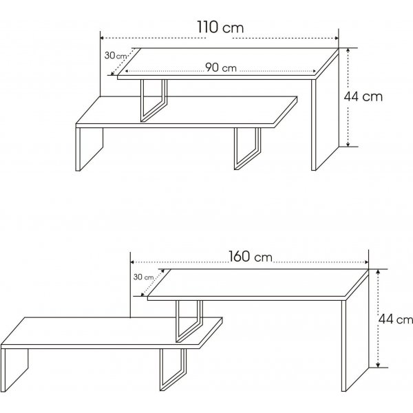 Ovit mediebenk - Svart/antrasitt