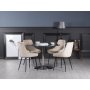 Plaza spisegruppe, marmorbord med 4 st Theo flyelstoler - Beige/Gr/Krom