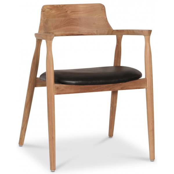 Caraca karmstol i teak - Svart PU