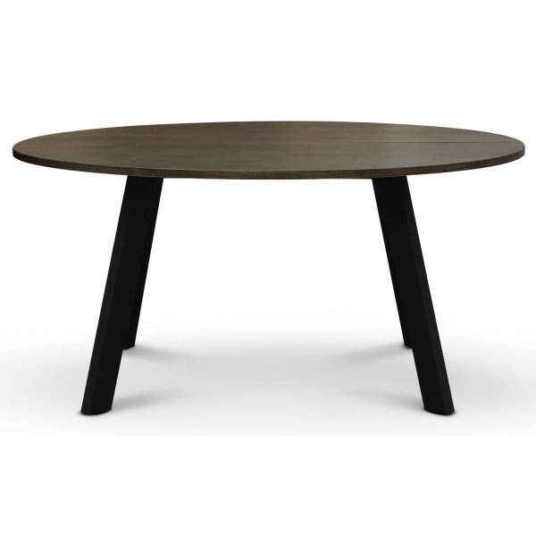Rundt Freddy spisebord, 155 cm - Brun eikefinér/svart metall Rundt Freddy spisebord, 155 cm - Brun eikefinér/svart metall