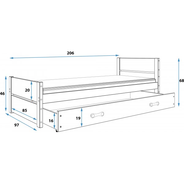 Bartek juniorseng med oppbevaringskasse 90 x 200 cm - Valgfri farge Bartek juniorseng med oppbevaringskasse 90 x 200 cm - Valgfri farge