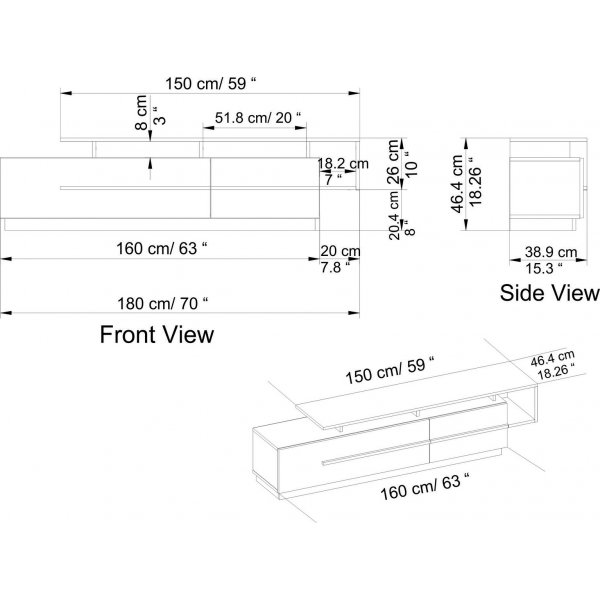 Pia TV-stativ - Valntt/hvit