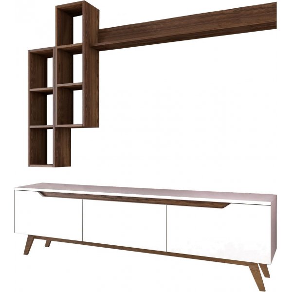 Marlon TV-stativ - Hvit/valnøtt Marlon TV-stativ - Hvit/valnøtt