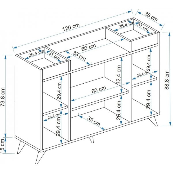 Viser skjenk - Gr�/hvit