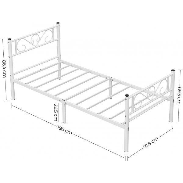 Jylland sengeramme 90x190 cm - Hvit