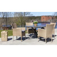 Vancouver utespisegruppe med 4 stk lenestoler og spisebord Ø112 cm - Natur Vancouver utespisegruppe med 4 stk lenestoler og spisebord Ø112 cm - Natur