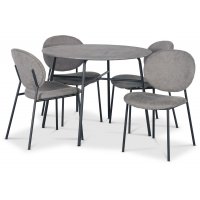 Tofta spisegruppe Ø100 cm bord i betongimitasjon + 4 stk Tofta grå stoler Tofta spisegruppe Ø100 cm bord i betongimitasjon + 4 stk Tofta grå stoler