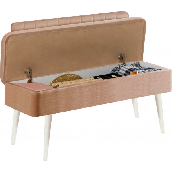 Vina benk med rygg - Hvit/stein Vina benk med rygg - Hvit/stein