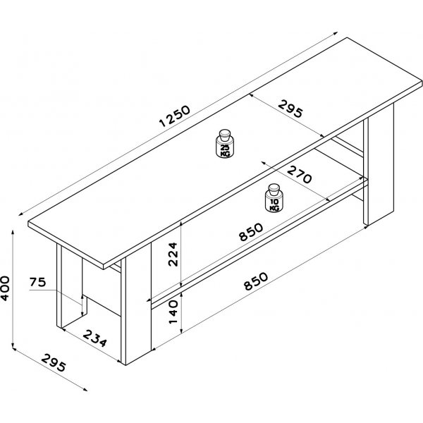 Nero mediabenk - Hvit Nero mediabenk - Hvit