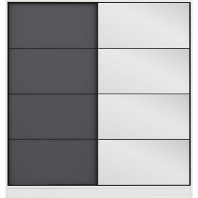 Kapusta garderobeskap med speildør, 180 cm - Hvit/antrasitt