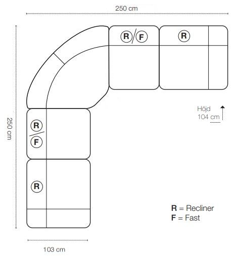 Cinema manuell hjørnesofa - Grå Cinema manuell hjørnesofa - Grå