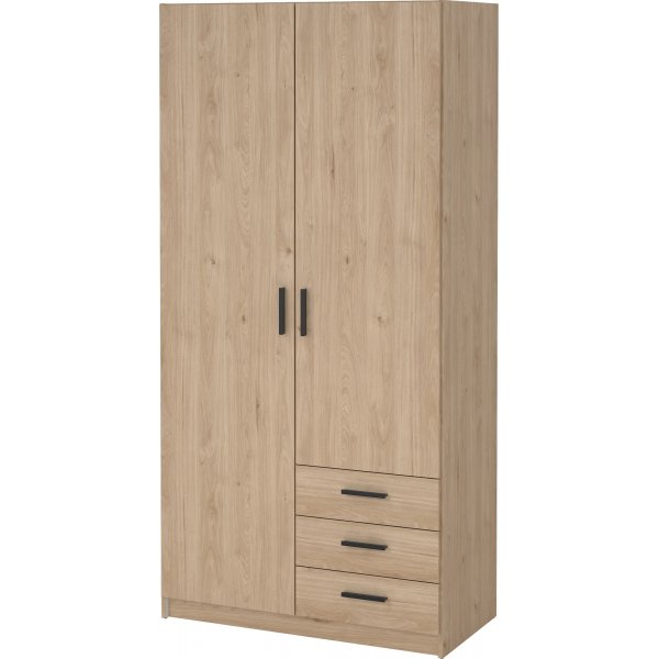 Sprintgarderobe med 2 dører og 3 skuffer - Hickory Sprintgarderobe med 2 dører og 3 skuffer - Hickory