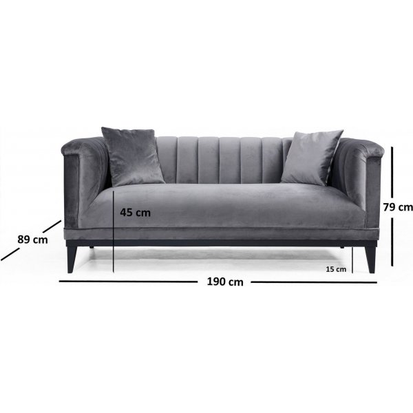 Trendy 2-seters sofa - M�rkegr�