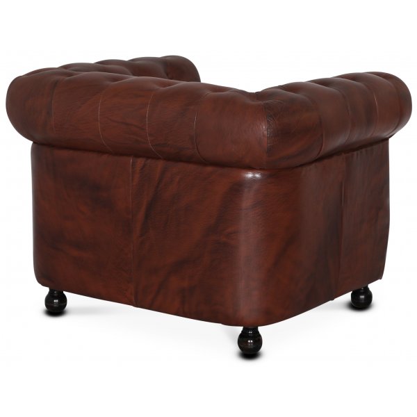 Chesterfield Old England lenestol - antikkbehandlet skinn