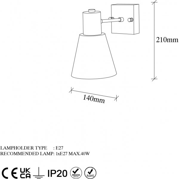 Gunnel vegglampe 13091 - Gull Gunnel vegglampe 13091 - Gull