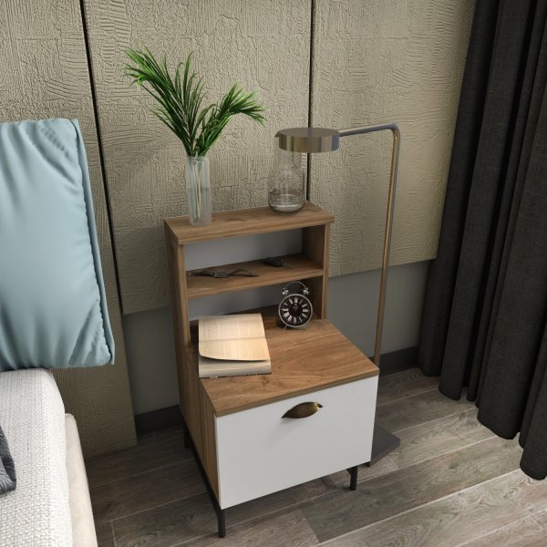 Cressi nattbord - Valnøtt/hvit Cressi nattbord - Valnøtt/hvit