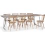 Edge spisegruppe; Spisebord i hvit HPL 240x90 cm med 8 Castor stokkstoler Whitewash
