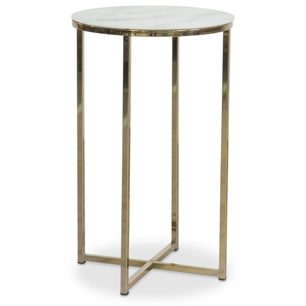 Palasso rundt lampebord - Messing / Lys marmorering