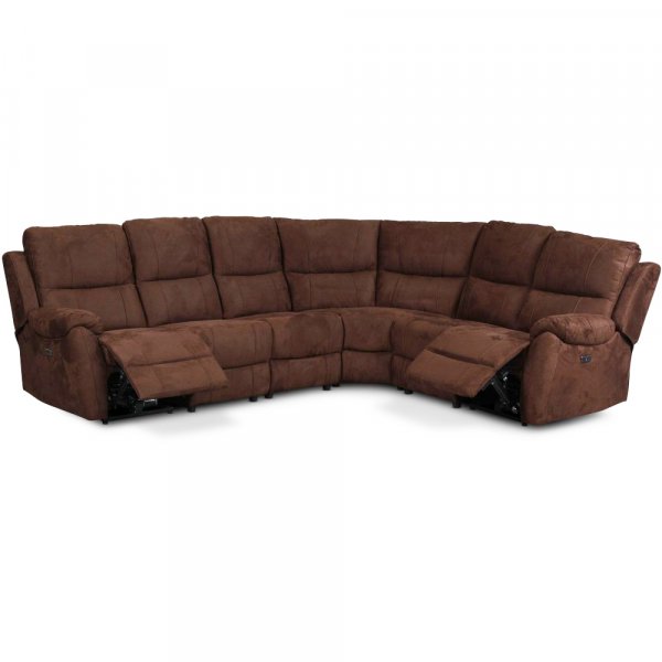 Enjoy recliner hjrnesofa - 5-seter (elektrisk) i brunt mikrofiberstoff
