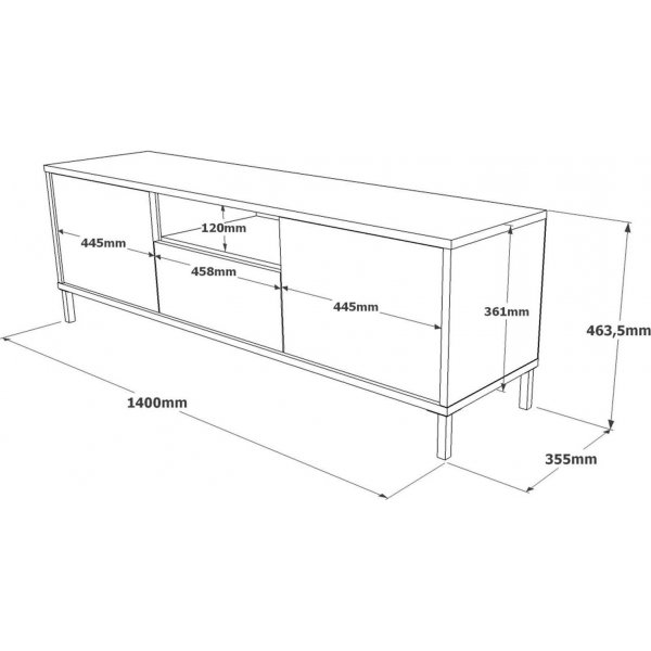Luvio mediebenk 2 - Eik/svart Luvio mediebenk 2 - Eik/svart