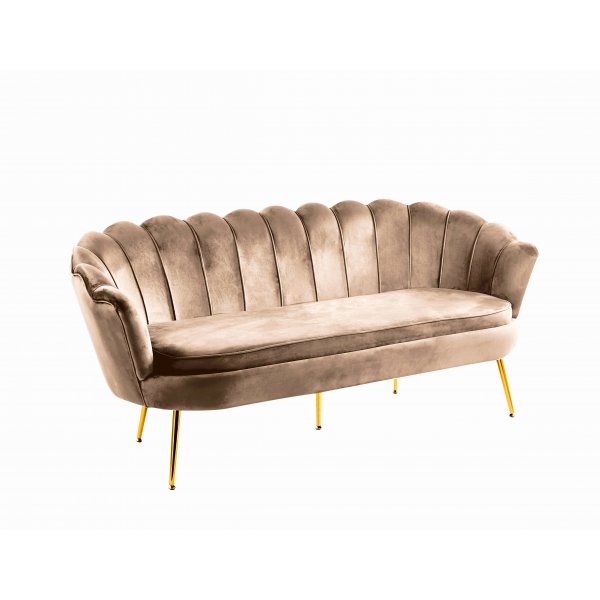 Sofa 3-seter i mørk beige fløyel/messing - Kingsley Sofa 3-seter i mørk beige fløyel/messing - Kingsley