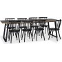 Edge 3.0 spisegruppe 240x90 cm inkludert 8 stk. svarte Castor pinnestoler - gr hytrykkslaminat (HPL)
