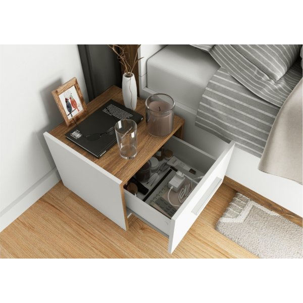 Dentro nattbord venstre - Hvit/stirling eik