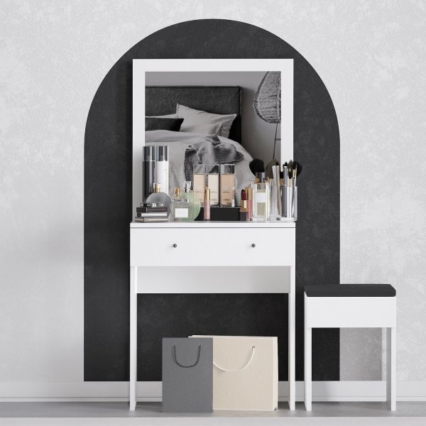 Felix toalettbord med krakk 65 x 35 cm - Hvit Felix toalettbord med krakk 65 x 35 cm - Hvit