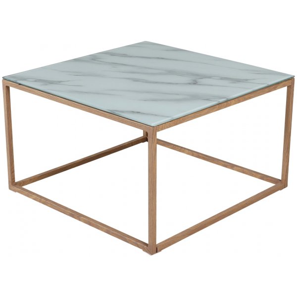 Link salongbord med marmorert glass - 75x75 cm + Flekkfjerner for mbler