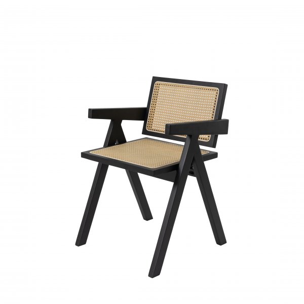 Anna lenestol - Svart med syntetisk rotting i sete og rygg Anna lenestol - Svart med syntetisk rotting i sete og rygg