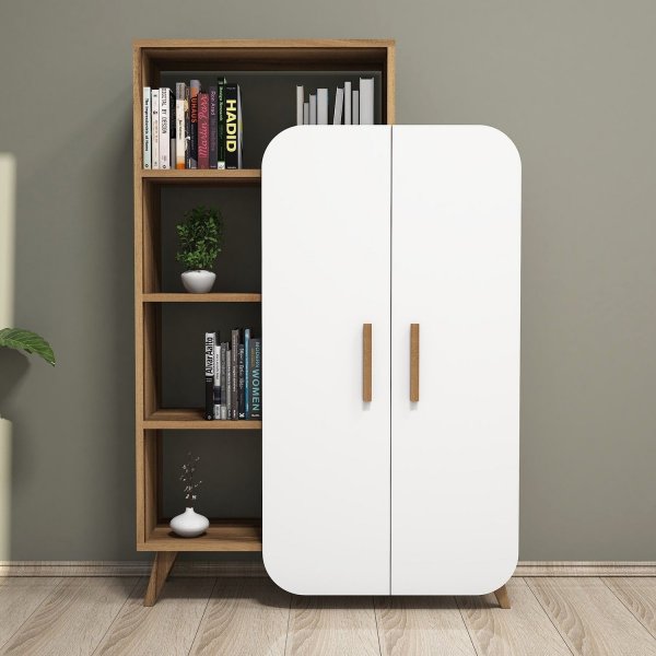 Form bokhylle - Valnøtt/hvit Form bokhylle - Valnøtt/hvit