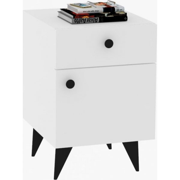 Pila nattbord - Hvit/antrasitt Pila nattbord - Hvit/antrasitt